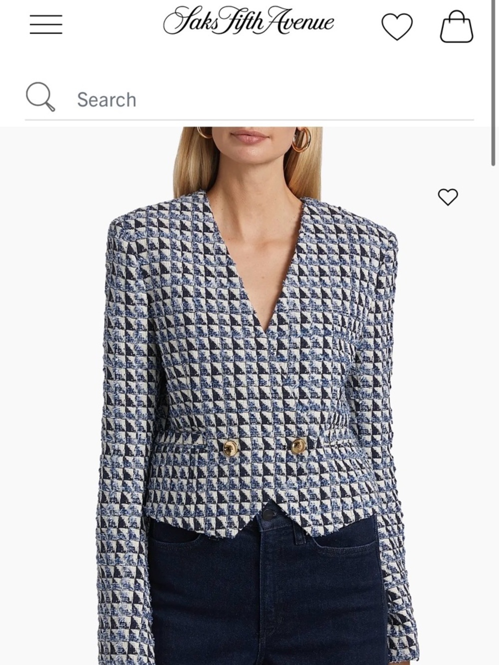 10 Crosby Derek Lam Navy and White Tweed Double-Button Blazer from Saks